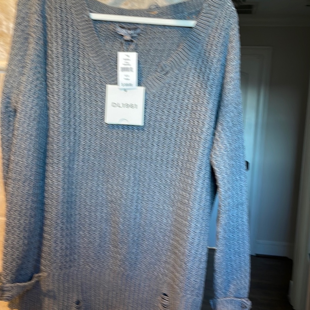 NWT dl 1961 gray cotton sweater size l